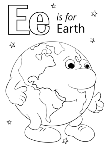 Letter E Is For Earth Coloring Page